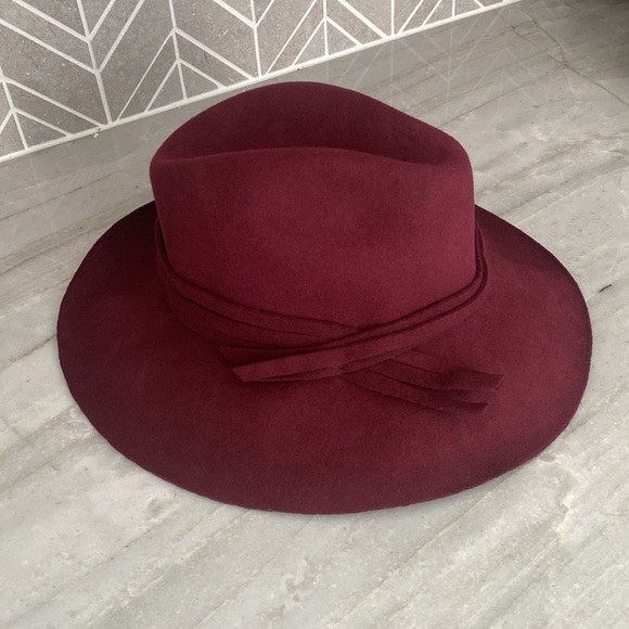 Nordstrom Wool Felt Fedora Maroon Hat - Picture 3 of 10
